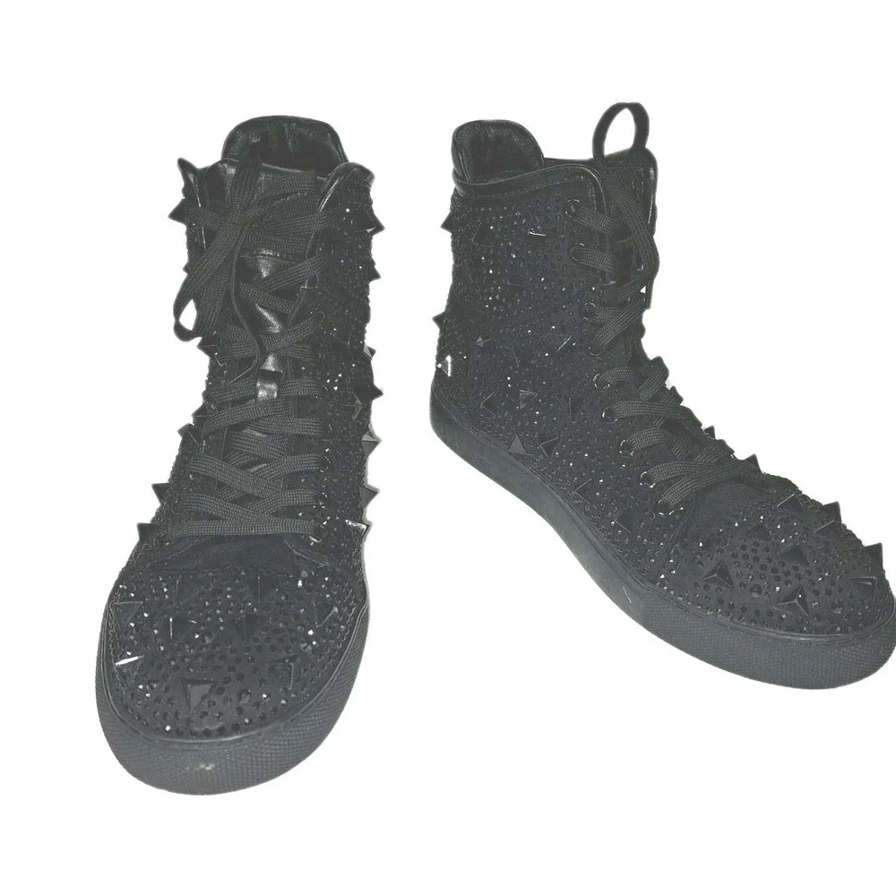 Men's J75 by Jump Soros Black High Top Sneakers Sequin Spike Studs Sparkle Sz 8
